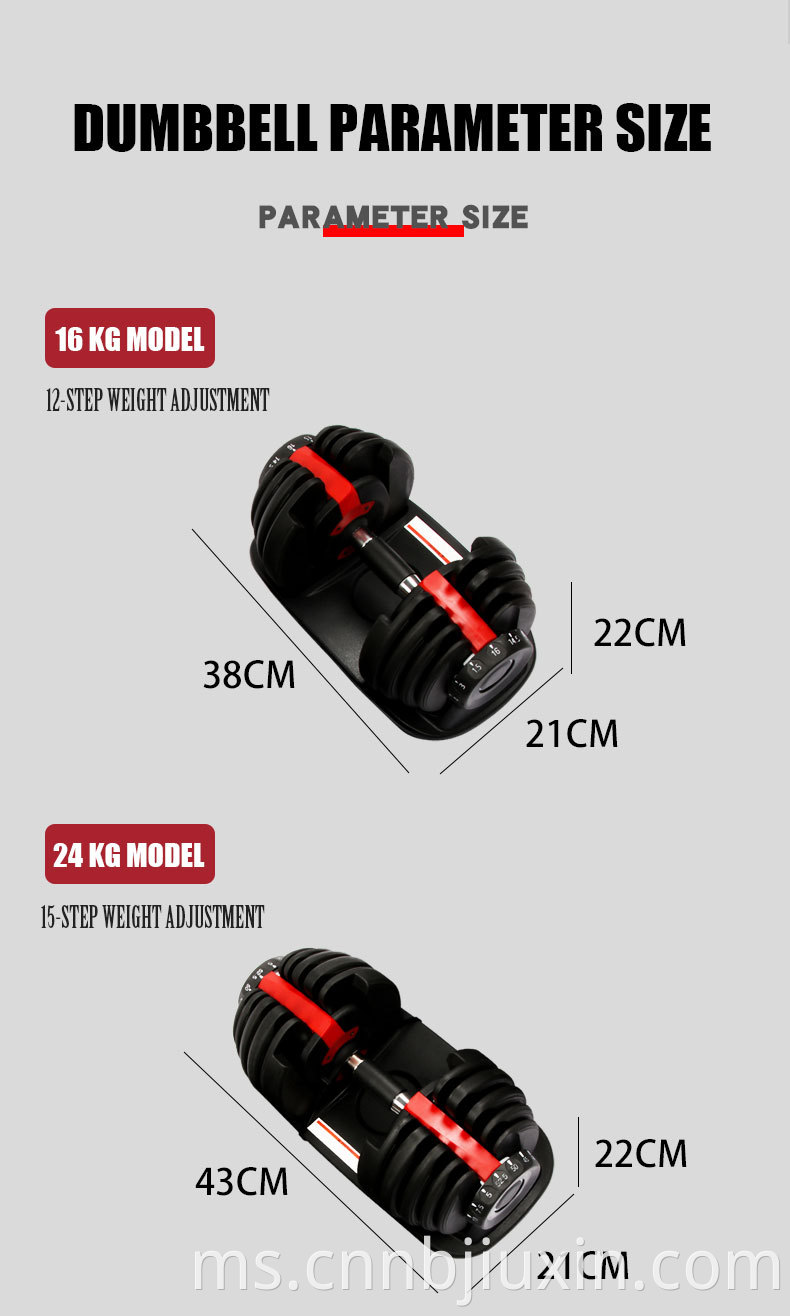 Dumbbells laras jualan panas, yang dapat dengan cepat menyesuaikan berat tahap 12, penting untuk keuntungan otot dan kecergasan